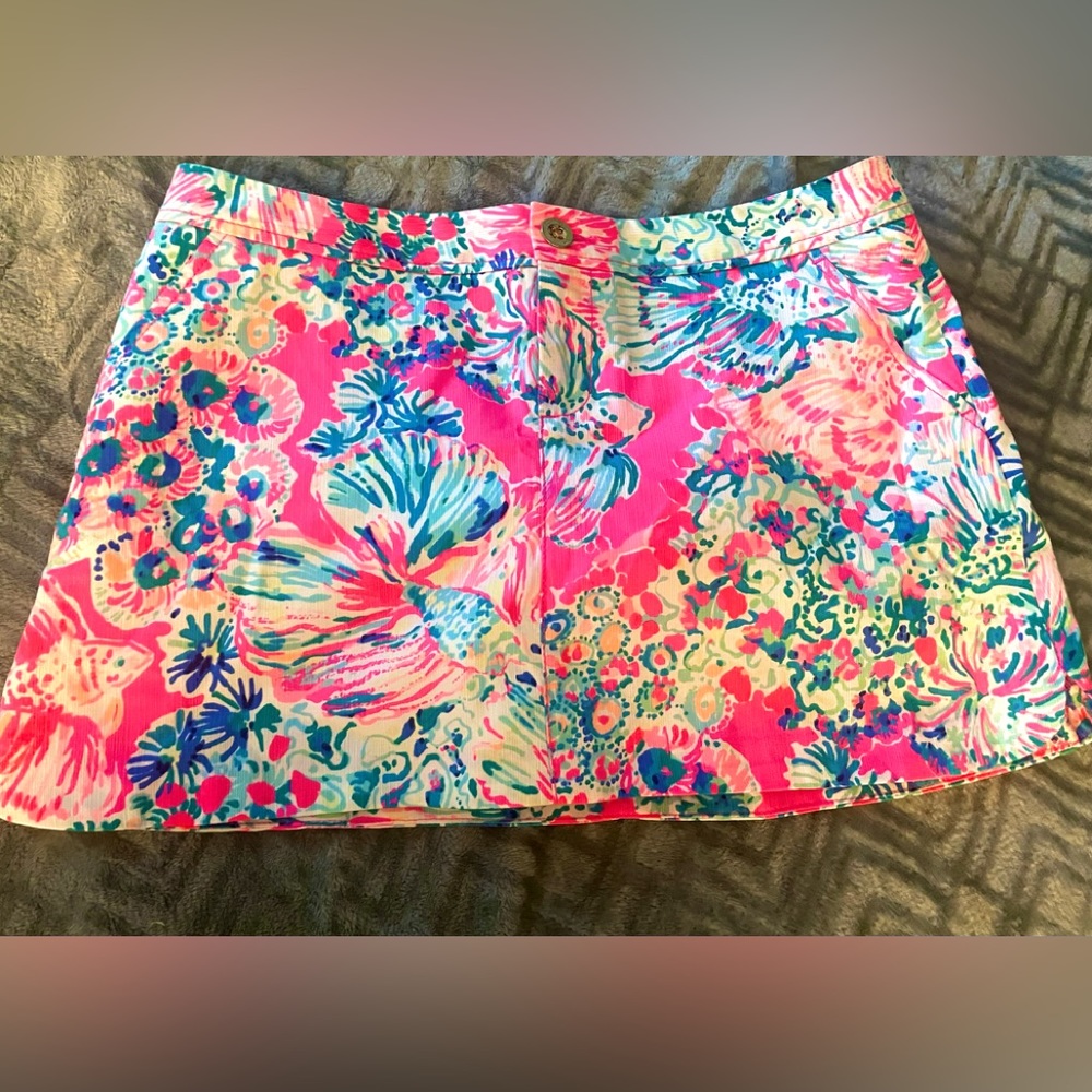 Lily Pulitzer Floral Pink Skort Skirt Sz 8